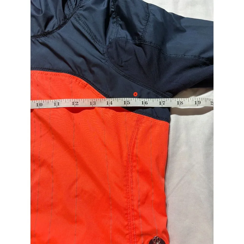 lululemon Get Up & Glow Jacket 4 Orange Navy Reflective Ponytail Hood